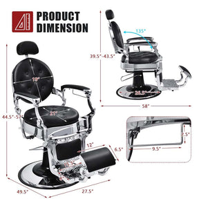 Vintage Barber Chair Height Adjustable Hairdressing Chair, 360° Swivel Reclining Makeup Hair Salon Chair for Hair Stylist
