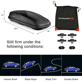 14 Cu.Ft Hard Shell Rooftop Cargo Carrier Waterproof Cargo Box w/ Dual Side Opening & Security Key, 165LBS Load Roof Storage Box for 17-22.8" Crossbar