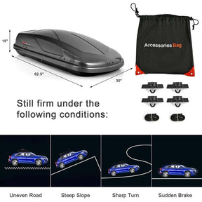 14 Cu.Ft Hard Shell Rooftop Cargo Carrier Waterproof Cargo Box w/ Dual Side Opening & Security Key, 165LBS Load Roof Storage Box for 17-22.8" Crossbar