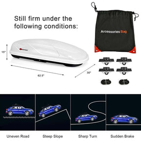 14 Cu.Ft Hard Shell Rooftop Cargo Carrier Waterproof Cargo Box w/ Dual Side Opening & Security Key, 165LBS Load Roof Storage Box for 17-22.8" Crossbar
