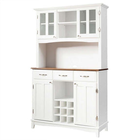 72.5" Kitchen Hutch Storage Cabinet, Pantry Buffet Sideboard with Wine Rack, Microwave Countertop, Drawers & Adjustable Shelves for Dining Room