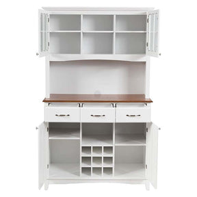 72.5" Kitchen Hutch Storage Cabinet, Pantry Buffet Sideboard with Wine Rack, Microwave Countertop, Drawers & Adjustable Shelves for Dining Room
