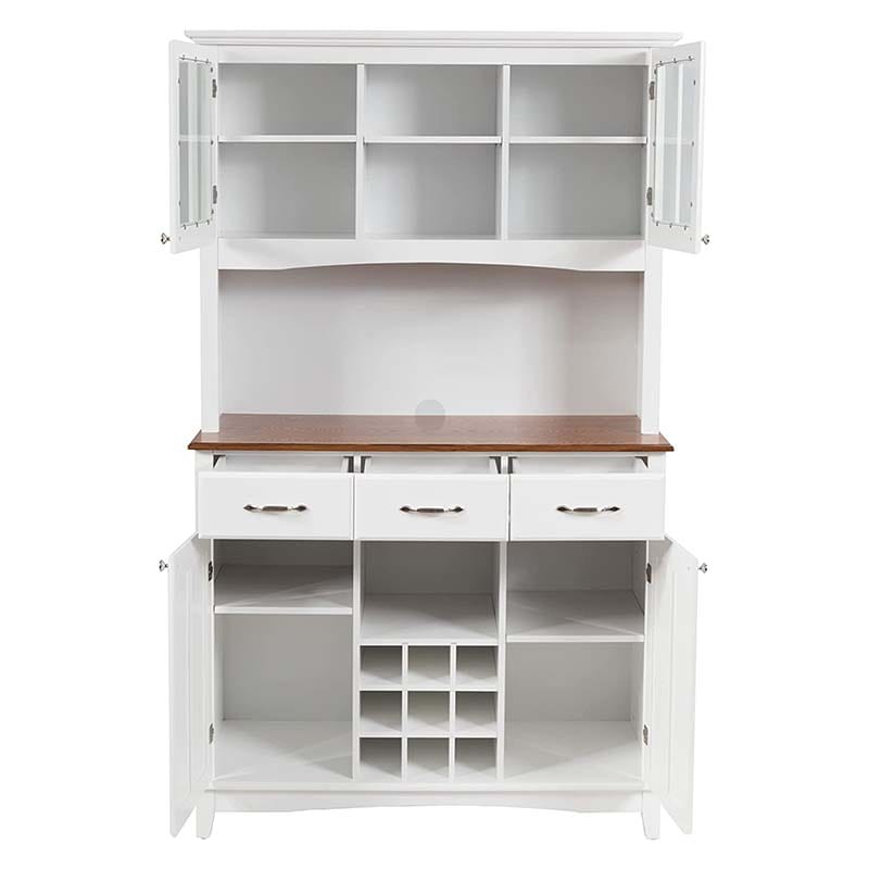 72.5" Kitchen Hutch Storage Cabinet, Pantry Buffet Sideboard with Wine Rack, Microwave Countertop, Drawers & Adjustable Shelves for Dining Room
