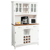 72.5" Kitchen Hutch Storage Cabinet, Pantry Buffet Sideboard with Wine Rack, Microwave Countertop, Drawers & Adjustable Shelves for Dining Room