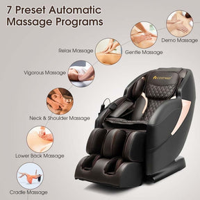 SL-Track Zero Gravity Full Body Massage Chair Recliner with Heating Therapy, LED Color Screen & Voice Control